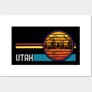 Vintage Retro Utah 80s 70s Utah Mountain Hiking Camping Posters and Art